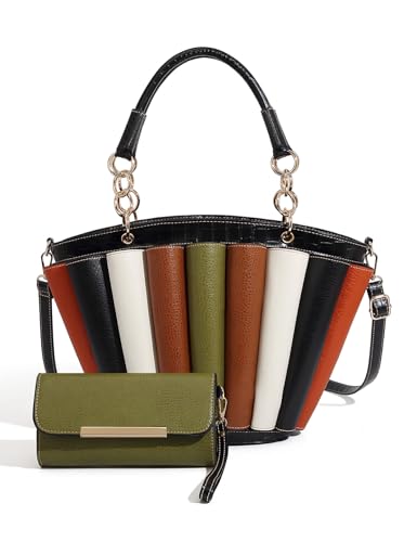 Women's Colorblock Handbag, Striped Design, Lady Totebag for women Large