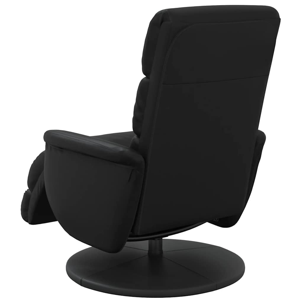 Fotel relaksacyjny z podnóżkiem, wykonany z czarnej sztucznej skóry, regulowany, ergonomiczny, z tapicerką, do salonu, sypialni, biura, do relaksu podczas czytania i oglądania telewizji