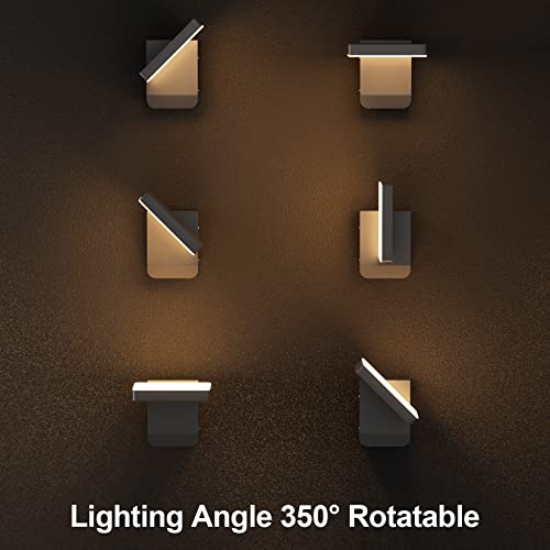Ralbay 24W Led Outdoor Wall Lights 3000K 1540Lm Modern Led Porch Light, Exterior Outdoor Wall Outdoor Lamp Black, Ip65 Rainproof Wall Light For Corridor Balcony Garage Garden(Rectangle) #TOP2