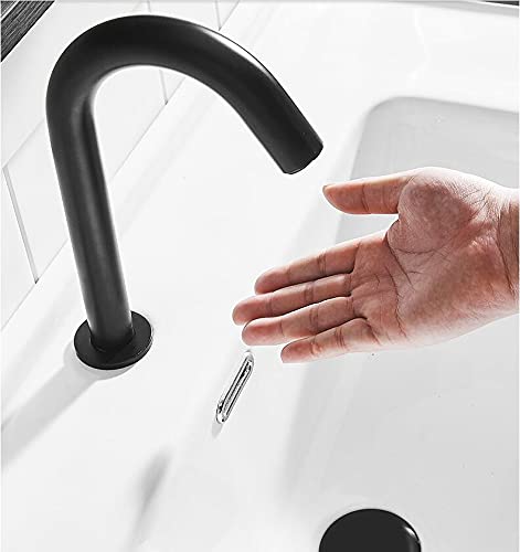 Grifo de baño de latón premium con sensor de movimiento electrónico y acabado negro 5