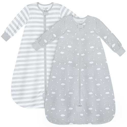 Image of Mama Cheetah Baby Sleep Sack with Sleeves, 0.5 TOG Organic Cotton Wearable Blanket and Two-Way Zipper, Swaddle Transition Long Sleeve Sleeping Bag for Newborn Infant Toddler, 0-6 Months