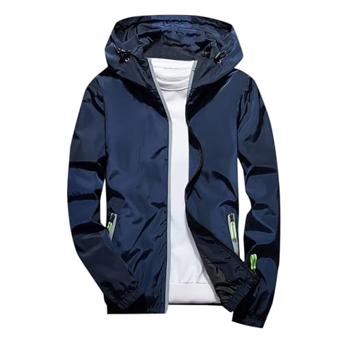 Waterdichte herenjas met capuchon, reflecterende details, winddicht, voor heren, duurzaam, licht, sport, hardlopen, opvouwbaar, poncho, regenjas, sneeuw, heren, waterdicht, reizen, neon, winter, 01