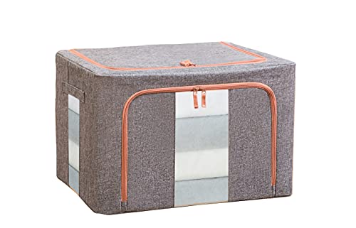 Schrank-Organizer und Aufbewahrung, Oxford Tuch Stahlrahmen, Box mit klaren Fenstern und verstärkten Griffen, wasserdicht, kann große Kapazität Kleidung / Bettwäsche / Decken halten (22L) Cover