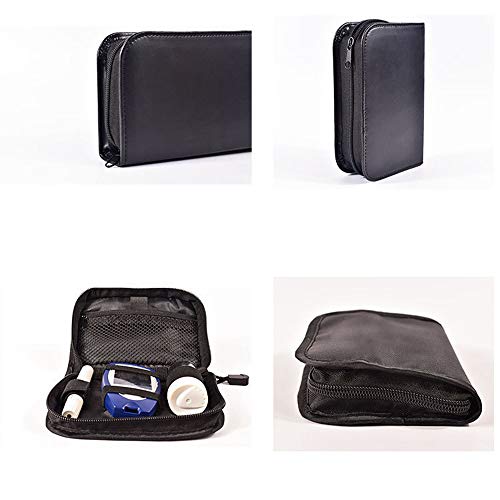 Hooshion PU Leather Glucose Meter Storage Bag, Travel Case Organizer Pouch for Blood Glucose Meter and Accessories, Diabetic Supplies Travel Case