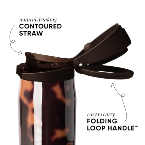 Image of Simple Modern Water Bottle with Straw & Handle | 30oz | Tortoise | Mesa Loop Insulated Water Bottle for School, Sports, Travel | Leak Proof, Stainless Steel | Tortoise