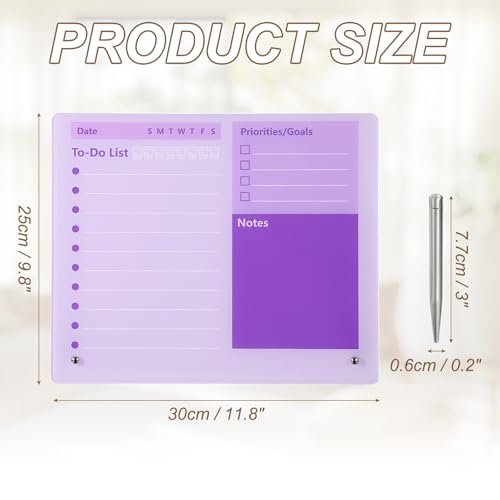 Tableau blanc effaçable en acrylique premium, mémo magnétique violet design