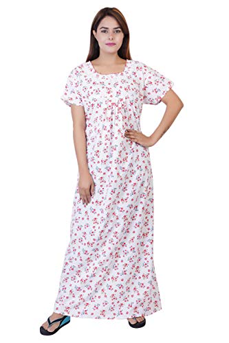 Image of Women's Cotton Block Print Knee Length Nighty