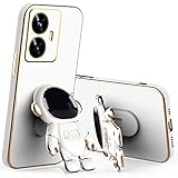 Wousunly Compatibile con Cover Realme C55 Silicone TPU Antiurto,Custodia Realme C55 con Supporto Astronauta 3D Sottile Anti-Graffio Case (Bianco)