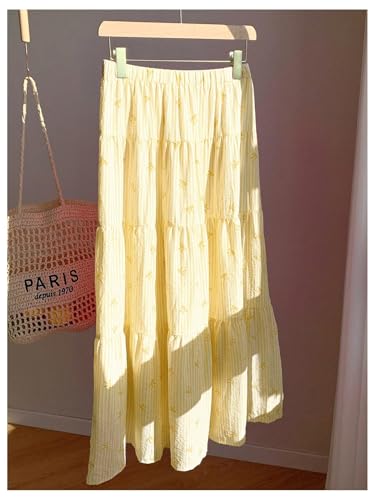 Image of Verdusa Women's Long Maxi Skirt Boho Flowy Flared Ruffle Skirts 2026 Beach Vacation Summer Going Out Outfits