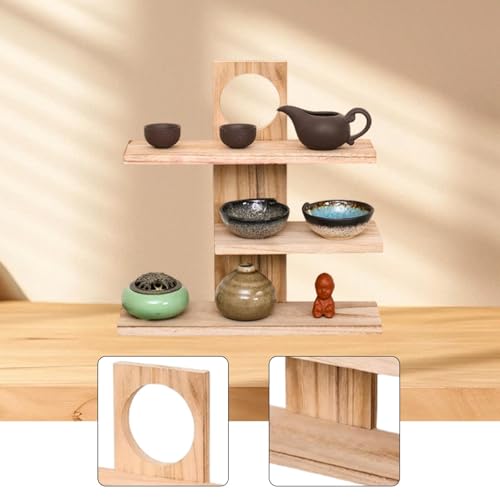 Étagère de bureau et présentoir de comptoir compact en bois pour tasses et mugs