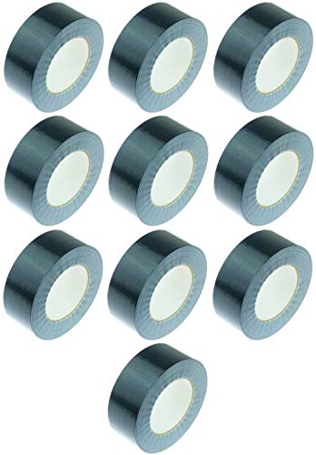 iapyx 10 Rollen Klebeband Gewebeband 50 m x 48 mm SCHWARZ - Panzerband Steinband Gaffa Tape Reparaturband (Schwarz, 10 Rollen)