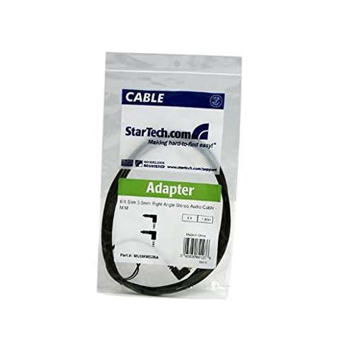 Cable Auxiliar de Audio 3.5 mm 6 ft Ángulo Recto Negro miniatura 2