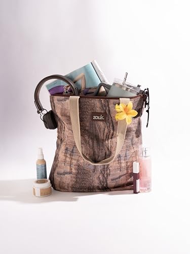 Image of ZOUK Ivy Tote Bag for Women | Handcrafted Jute Khadi with Vegan Leather Handles | Lightweight, Foldable & Travel-Friendly Everyday Carry Bag |