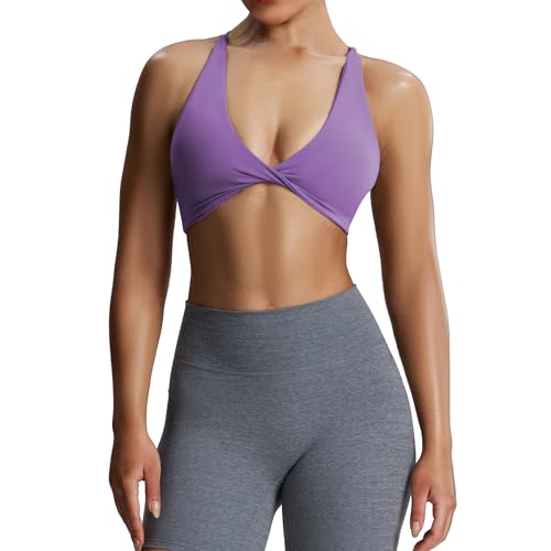 Image of Aoxjox Women's Workout Sports Bras Fitness Metamorph Sienna Twist Bra Yoga Crop Tank