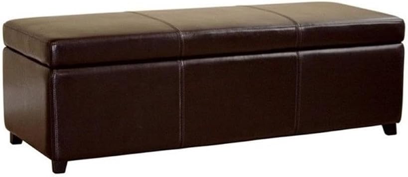 BOWERY HILL Leather Storage Bench Ottoman in Dark Brown