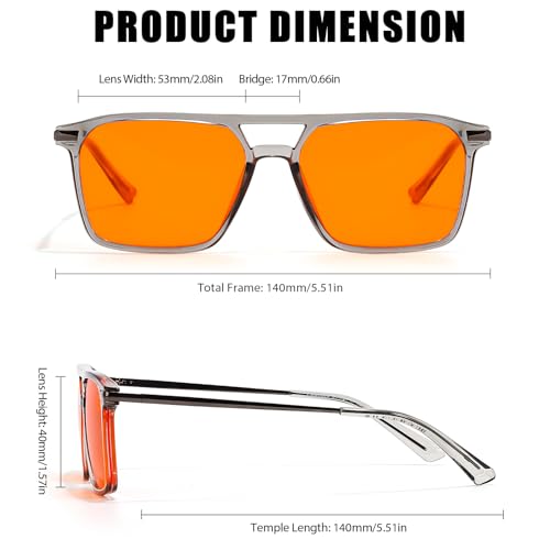 Image of LVIOE 99% Blue Light Glasses Sleep Glasses Orange Tinted Lens for Good Sleep Reduce Eyestrain Aviator Eyeglasses