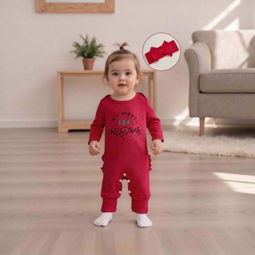 Infant Baby Girl Christmas Outfit Jumpsuit My First Christmas Embroidery Onesie Romper Bodysuit Newborn Fall Clothes2