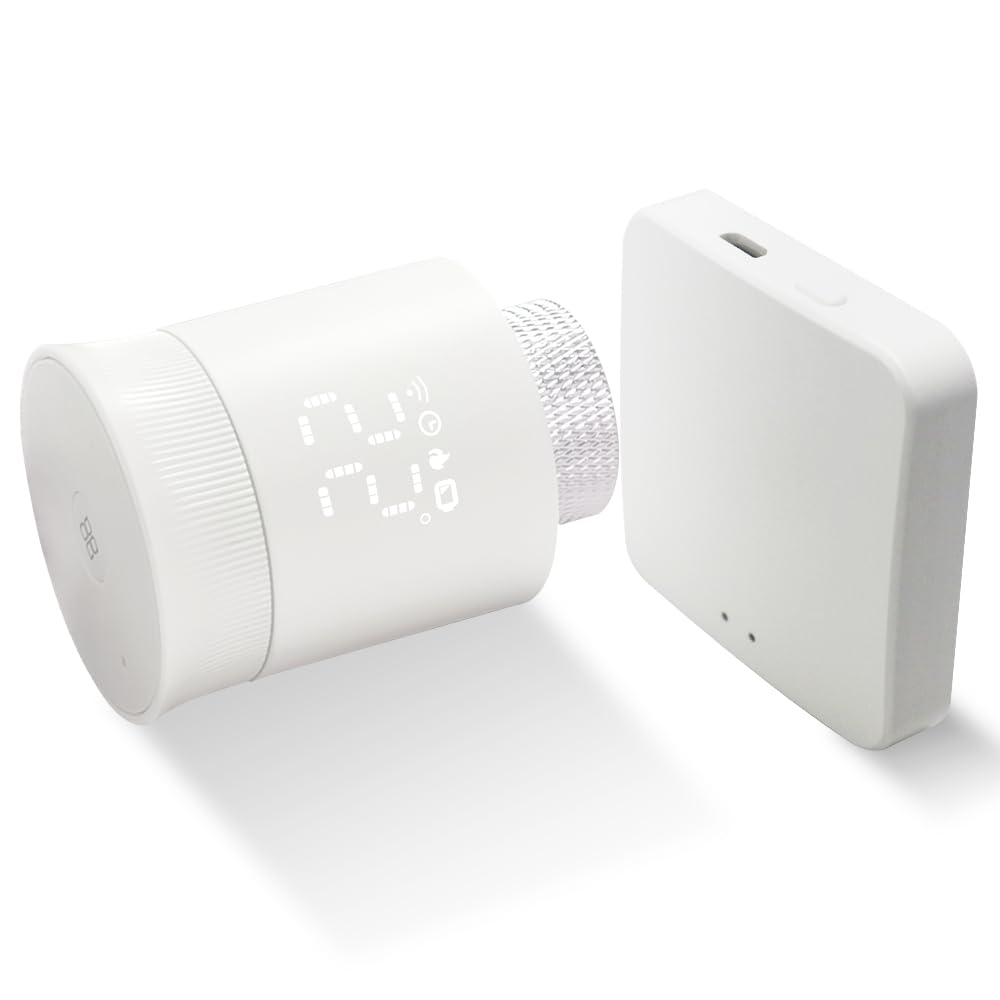 KETOTEK Inteligentny termostat do grzejnika, zestaw startowy z koncentratorem Tuya, termostat Wi-Fi, ogrzewanie cyfrowe Zigbee, zestaw do grzejników, kompatybilny z Alexa/Google Assistant