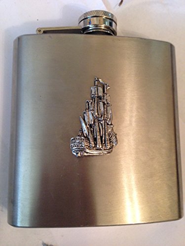 Flasque cadeau Endeavour avec écusson Vieux Bateau en étain anglais pour collectionneur