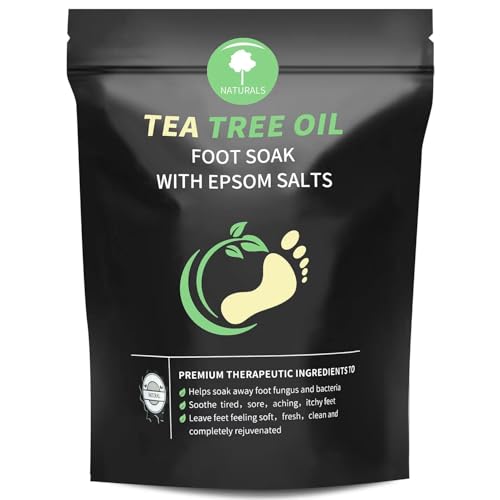 Tea Tree Oil Foot Soak with Epsom Salt Foot Bath Salt for At-Home Pedicure Refreshing Foot Soak for Tired Feet Botanical Oil Blend 16 oz