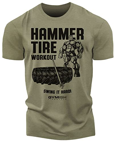 Gymish Lifestyle Hammer Tire Workout Shirt Men XL Green