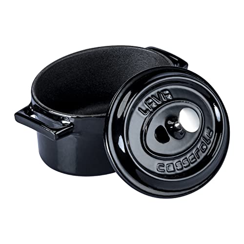 Lava Cookware LV O' TC 10 K2 Mini pirofila Ovale da Forno, Dimensioni 9 x 12 cm, Ghisa, Nero