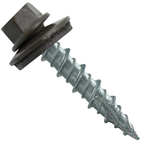 Metal Roofing Screws: (250) 10 x 1 Antique Bronze Hex Head Sheet Metal Roof Screw. Self Starting Metal to Wood siding Screws. EPDM Washer. Colored Head