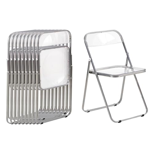 LuxNook 10 sillas Plegables Silla de Pet Metal Transparente Silla Plegable Capacidad de Carga de 150 kg para Comedor, salón, jardín
