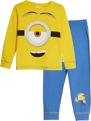MINIONS'Novelty, 100% Baumwolle Langarm Schlafanzüge, Yellow/Blue, 9-10 Jahre: 140cm, Gelb