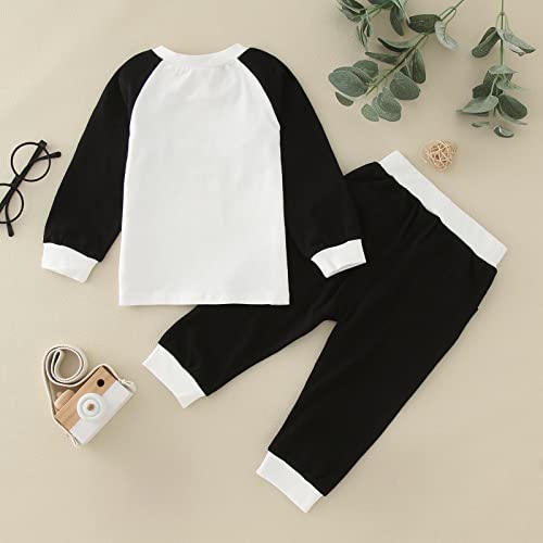 Toddler Girl Boy Cotton 𝐏ajamas Set Long Sleeve Tee Pants 2Pcs 𝐏js Simple Soft Sl𝐞epwear Solid Color Loung𝐞wear2