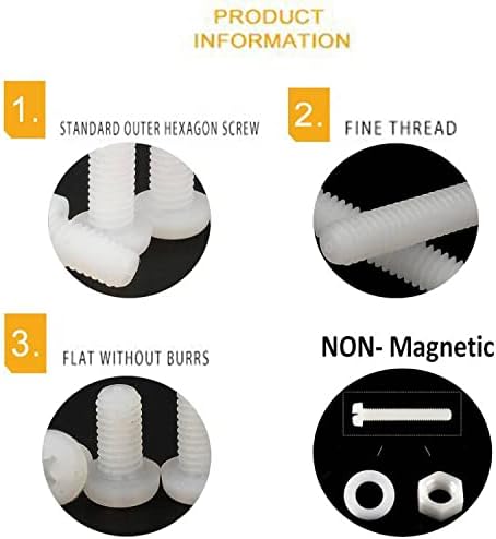 AUXPhome 73 Pieces Non-Magnetic Nylon Round Head Bolt Screw Nut Washer Assortment Kit with Screwdriver and Storage Box - Image 5