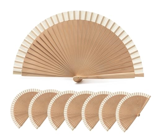 Lote 25 Abanicos de madera y algodón natural, elegante y ligero, alta durabilidad, detalle boda y eventos, perfecto para días calurosos. Medidas 42.5x23xcm|50gr. Presentacion caja individual ECO