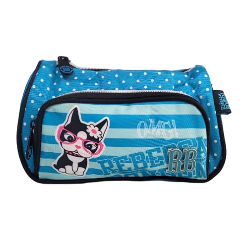 Estojo Rebecca Bonbon Bolsinha Escolar Menina Poá (Azul Celeste)