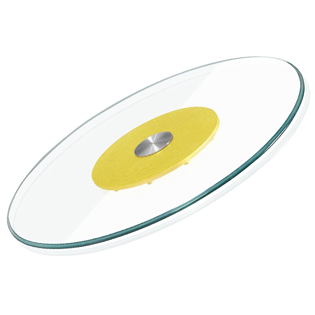 Table de salle à manger plateau rotatif mobile en verre trempé transparent robuste