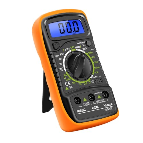 Image of Digital Multimeter XL830L with Backlight LCD, AC /DC Voltage Current Tester, Resistance Diode Continuity Meter, 2000 Counts Portable Multitester, Multicolor PHT830L