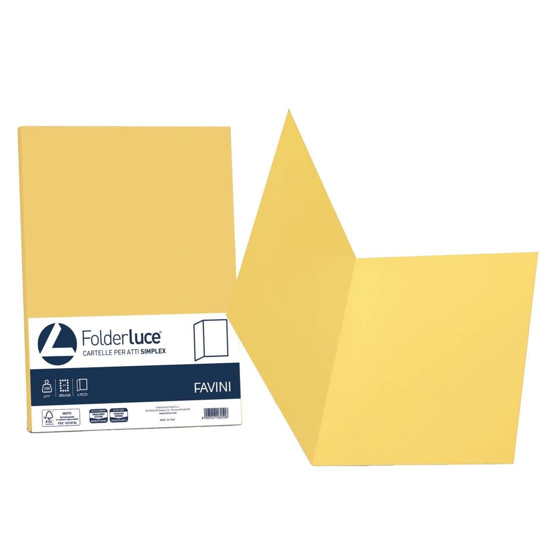 Cartelline Manilla Simplex Luce&Acqua Favini Giallo Sole A50B664 (conf.50)