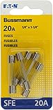 Bussmann BP/SFE-20 SFE 20 Amp Fast-Acting Glass Tube Fuses 1/4 x 1-1/4 - 5 per Card by Bussman
