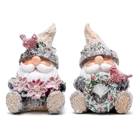Hodao Enchanted Woodland Elves Santa Claus Gnomes Figurines Collectible Christmas Decorations for Home Holiday Decor Woodgrain Decoration Winter Oranments (Grey) Cover