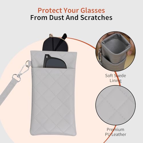 Image of Double Eyeglass Case Soft Dual Glasses Case for Women Men Travel Squeeze Top Sunglasses Cases Eyeglasses Pouch