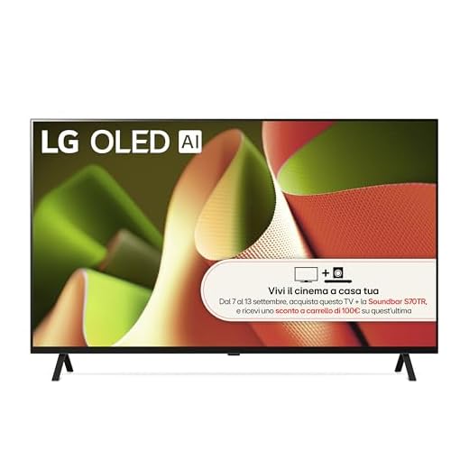 Miglior TV 4K 6 LG OLED 55'', Serie B4 2024, OLED55B46LA, Smart TV 4K, Processore α8, Dolby Vision, Dolby Atmos, 4 HDMI 2.1, Gsync, VRR, ThinQ AI, Wi-Fi, webOS 24, Telecomando puntatore