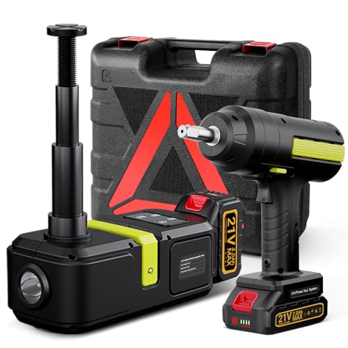 E-HEELP Cordless Electric Hydraulic Car Jack Kit 5 ton with Lithium Battery Includes Cordless Impact Wrench Rechargeable Touchscreen Jack All-in-One Portable Tool kit for Efficient Car Maintenance