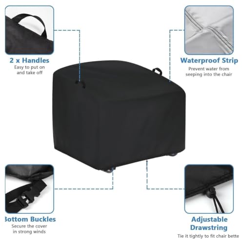 Funda para silla mecedora de jardín impermeable exterior con cordón ajustable 7