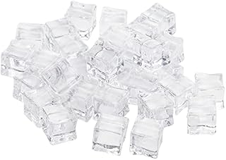 Belle Vous Faux Clear Glacons (zestaw 100 sztuk) - 19 mm plastikowy pojemnik wielokrotnego użytku - dom, ślub, wypełnienie wazonu, środek stołu, akcesoria fotograficzne i kuchenne