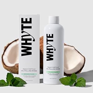 Whyte Enjuague bucal con aceite de coco para blanquear los dientes y la salud de las encías (hierbabuena)