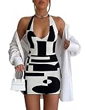 MISSACTIVER Women’s Halter Neck Sleeveless Bodycon Dress Sexy Deep V Neck Backless Bandage Summer Ca