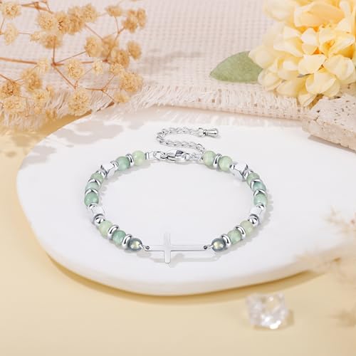 Image of JoycuFF ๐๐ถ๐ณ๐๐ ๐ณ๐ผ๐ฟ ๐ช๐ผ๐บ๐ฒ๐ป ๐ ๐ผ๐ผ๐ป๐๐๐ผ๐ป๐ฒ ๐๐ฟ๐ฎ๐ฐ๐ฒ๐น๐ฒ๐ Amazonite Colorful Imperial Jasper Stainless Steel Beads Bracelets, Graduation Christmas Valentines Mothers Day Birthday Gifts