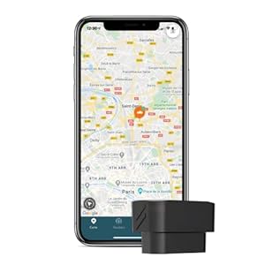 TRAKmy Traceur GPS pour Voiture, Camion en Temps réel – MiniOBD: 1 an d’abonnement Inclus – Alerte antivol…