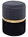 Suhu Hocker Samt Schminktisch Pouf Hocker mit Stauraum Sitzhocker Sofa Puff Couch Hocker Samtstoff Fußbank Rund Gold Couchtisch Polsterhocker aus Metall Grau + Schwarz