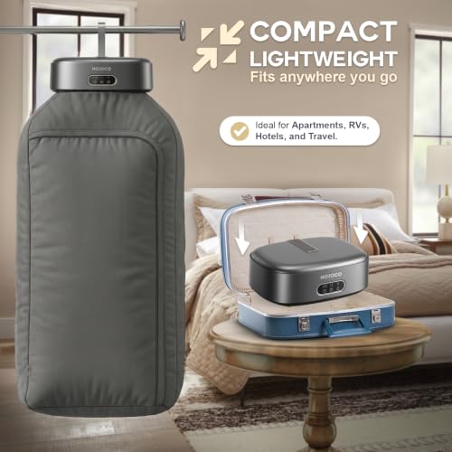 Image of MOJOCO Portable Clothes Dryer - Mini /Compact Dryer for Apartment, RV, Travel - Small Quiet Fast-Drying Machine with Adjustable Timer & Hassle-Free Setup
