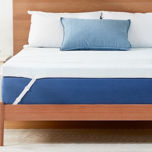 Topper per materasso in memory foam, per letto king size, per supporto posteriore, lavabile, in bambù, OEKO-TEX&CertiPUR-US (150 x 200 cm, bianco